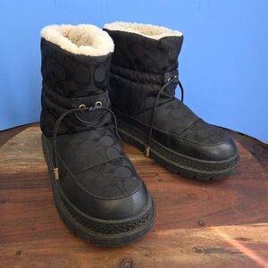 COACH Kailee Shearling Lined Cold Weather Boots Black Women's 7.5 MSRP $325
